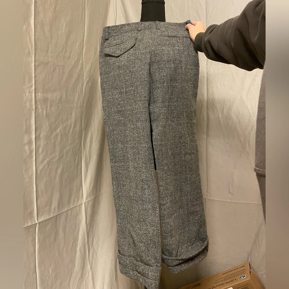 DKNY Women's Gray and Blue Wool Trousers